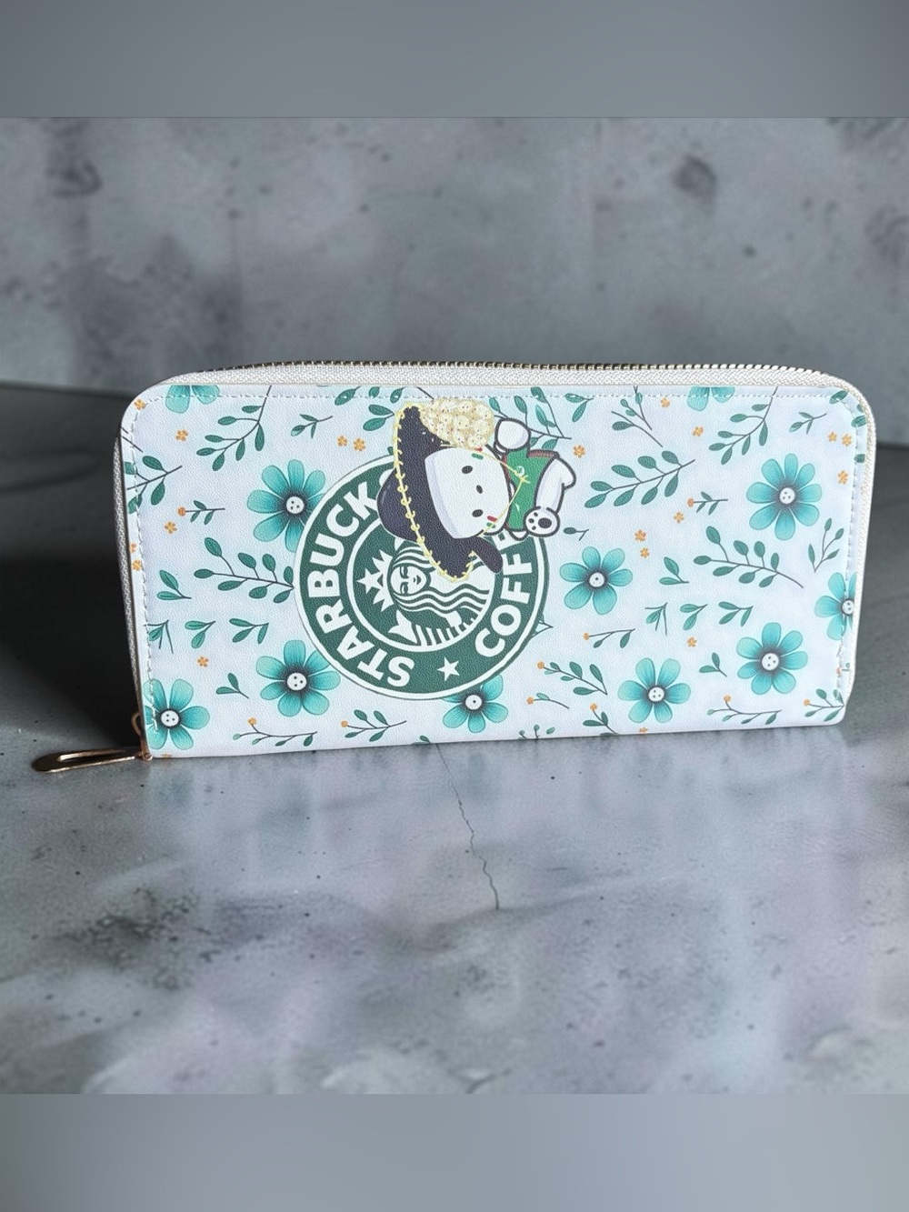 Starbucks Floral Pochacco Zip-Around Wallet